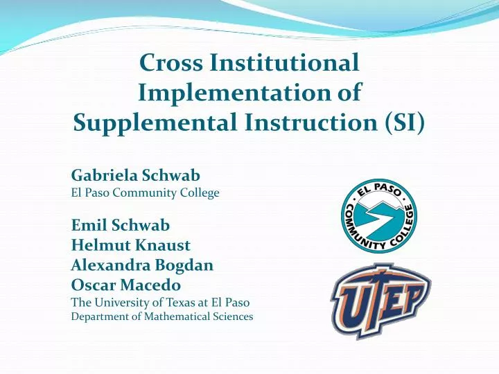 cross institutional implementation of supplemental instruction si