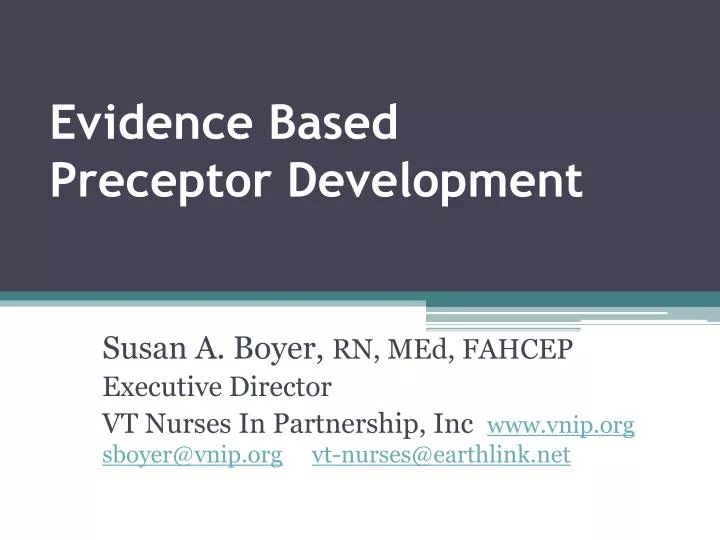 evidence based preceptor development