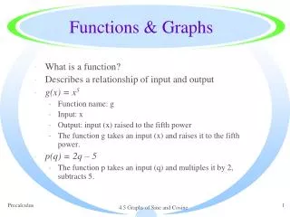 Functions &amp; Graphs
