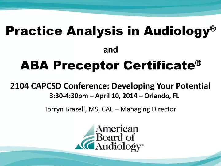 practice analysis in audiology and aba preceptor certificate
