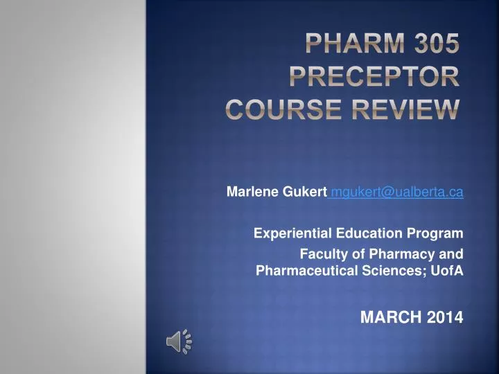 pharm 305 preceptor course review