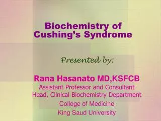 Biochemistry of Cushing’s Syndrome
