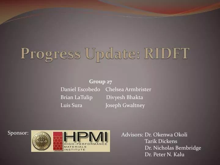 progress update ridft