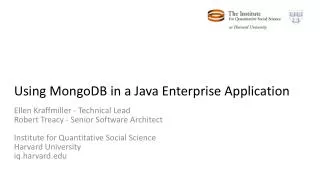 Using MongoDB in a Java Enterprise Application