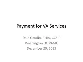 Payment for VA Services