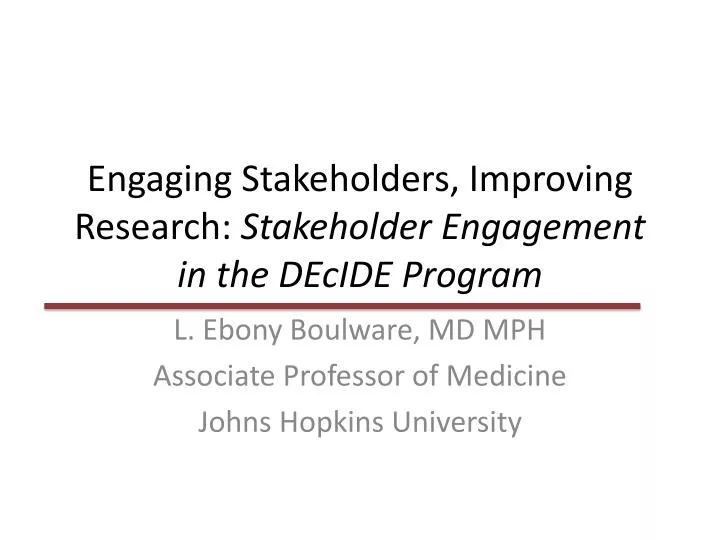 engaging stakeholders improving research stakeholder engagement in the decide program