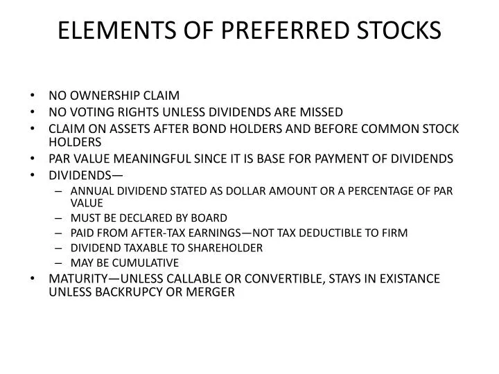 elements of preferred stocks