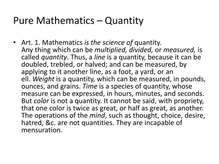 pure mathematics quantity