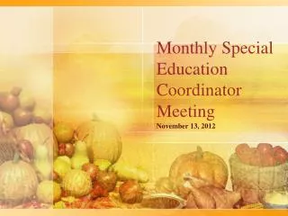 Monthly Special Education Coordinator Meeting