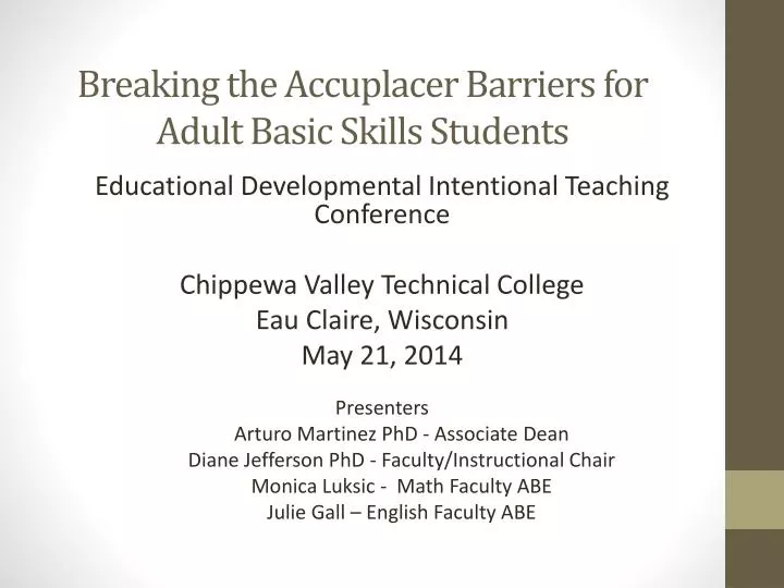 breaking the accuplacer barriers for adult basic skills students