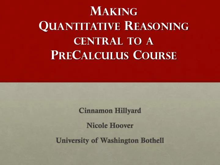 making quantitative reasoning central to a precalculus course