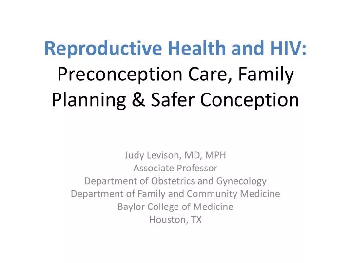 reproductive health and hiv preconception care family planning safer conception