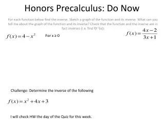 Honors Precalculus : Do Now