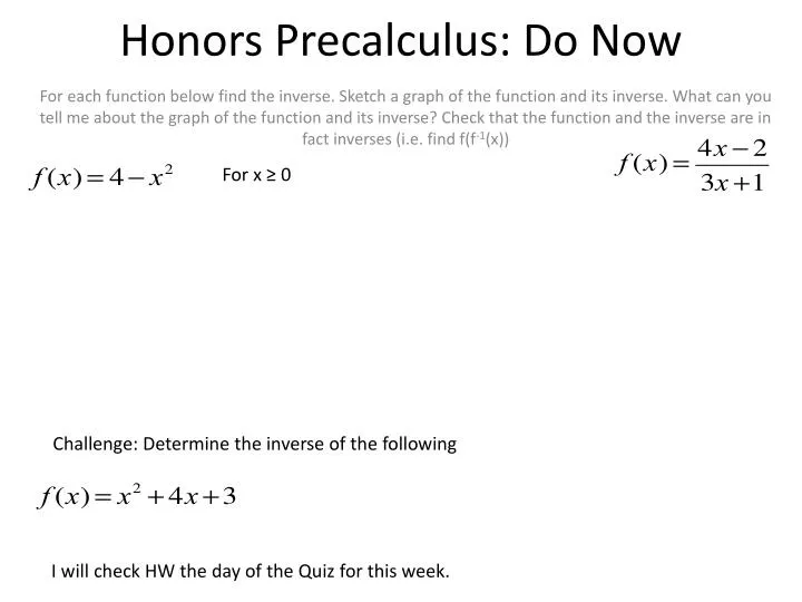 honors precalculus do now