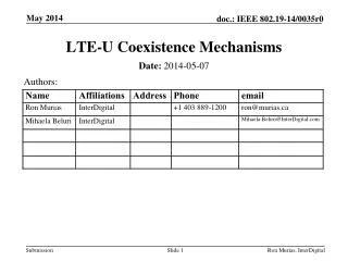 LTE-U Coexistence Mechanisms