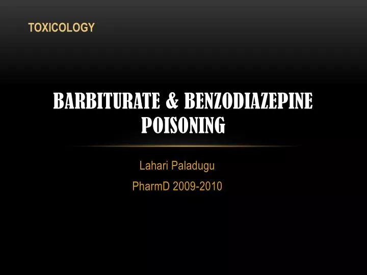 barbiturate benzodiazepine poisoning