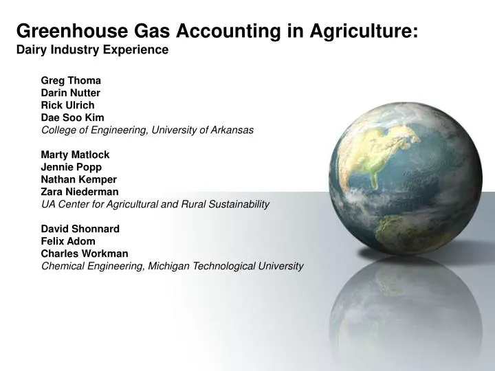 greenhouse gas accounting in agriculture dairy industry experience