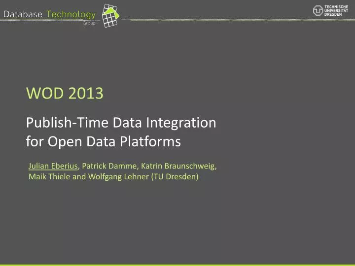 publish time data integration for open data platforms