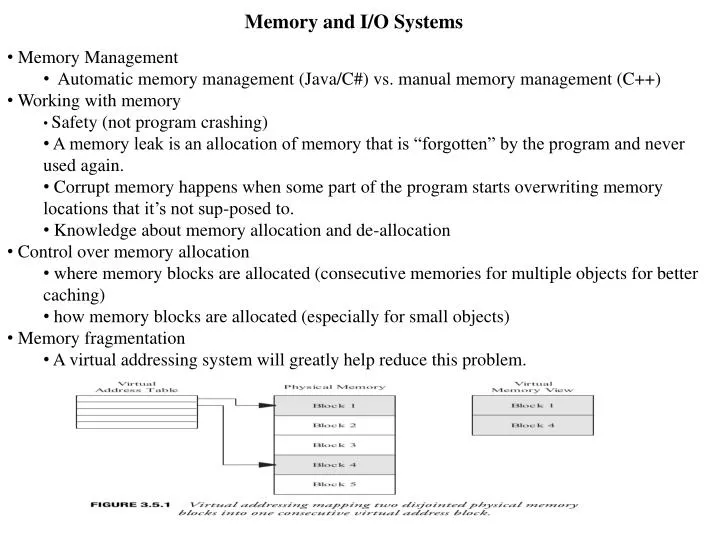 memory and i o systems