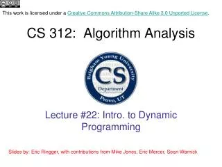 CS 312: Algorithm Analysis