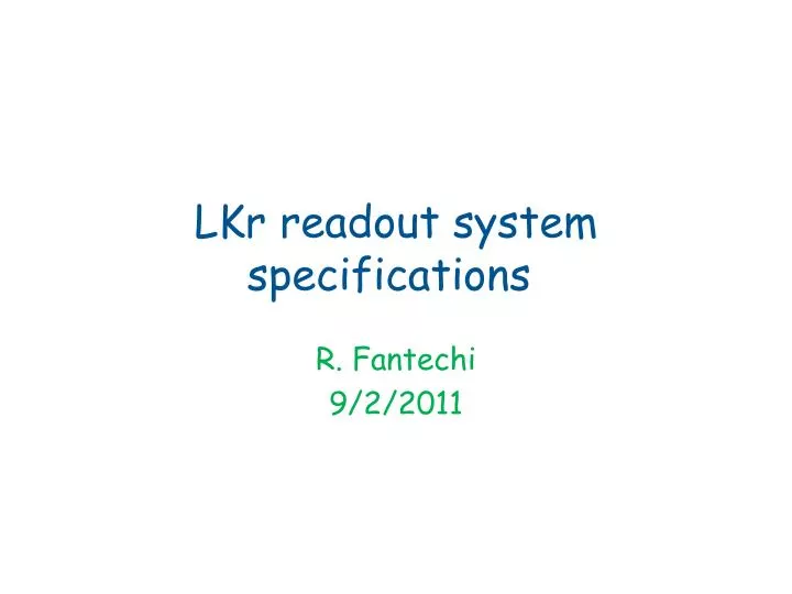 lkr readout system specifications
