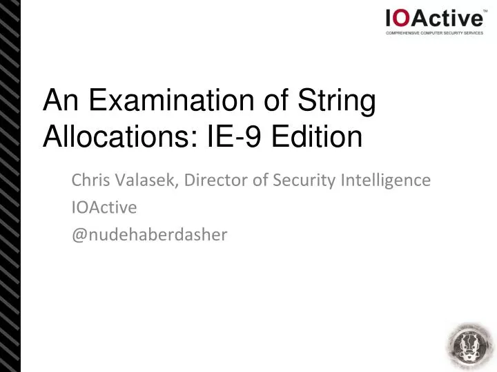 an examination of string allocations ie 9 edition