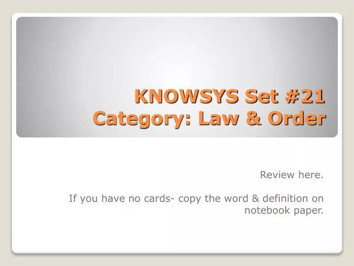 knowsys set 21 category law order