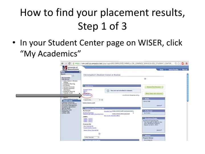 how to find your placement results step 1 of 3