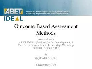 Outcome Based Assessment Methods