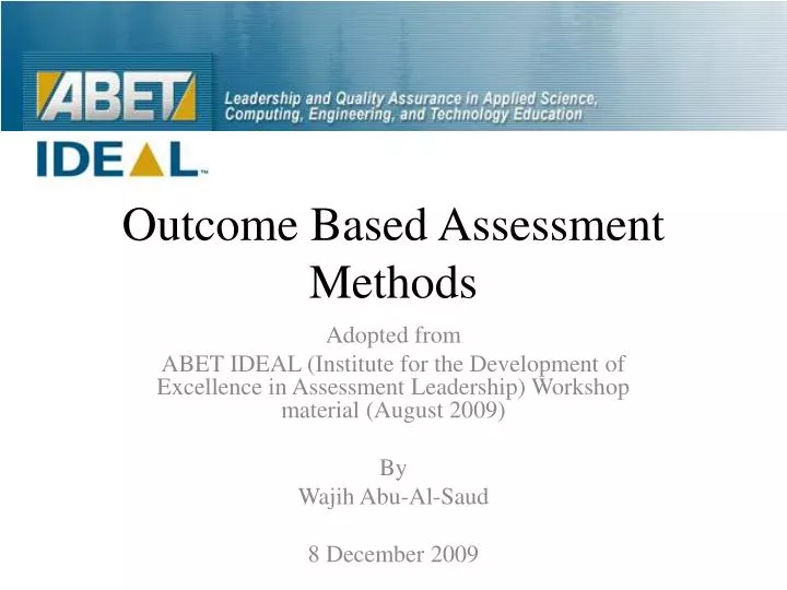outcome based assessment methods