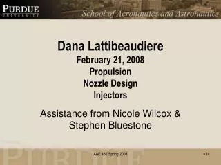 Dana Lattibeaudiere February 21, 2008 Propulsion Nozzle Design Injectors