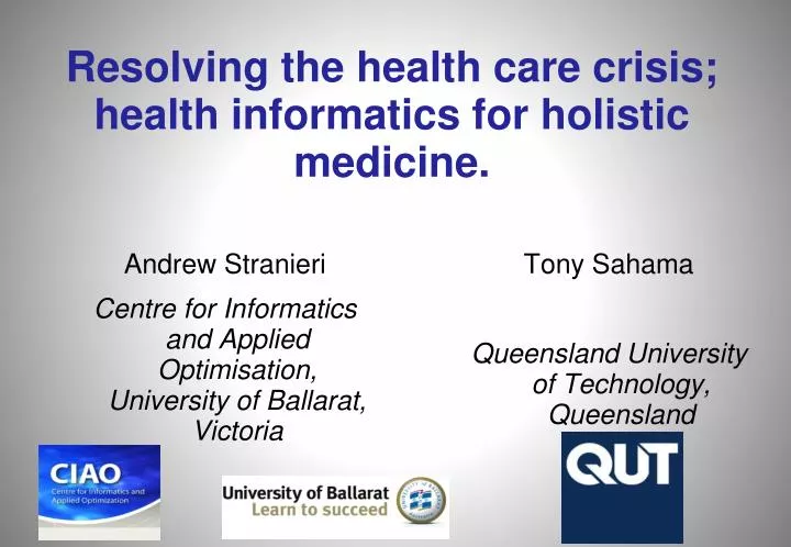 resolving the health care crisis health informatics for holistic medicine