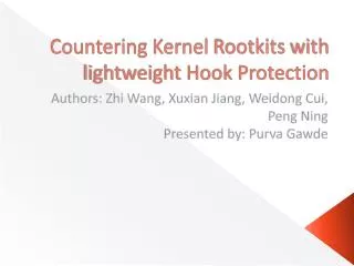 Countering Kernel Rootkits with lightweight Hook Protection