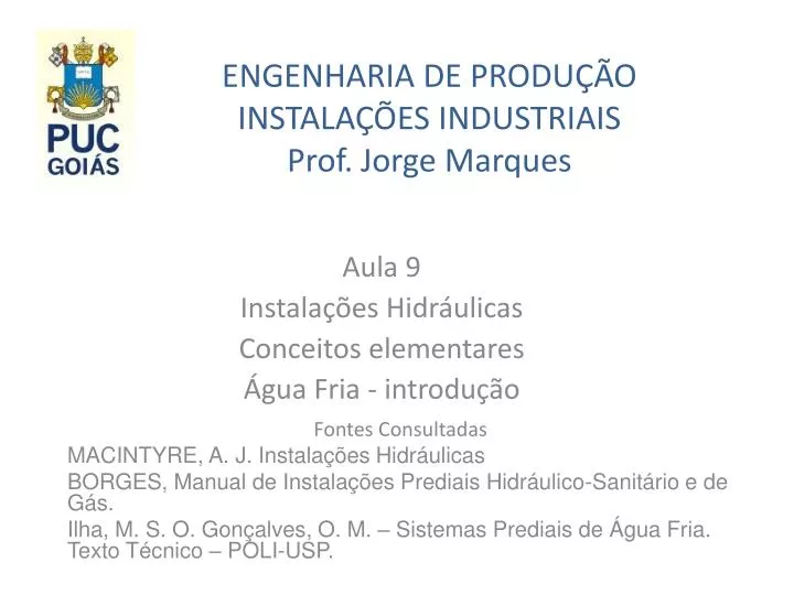 engenharia de produ o instala es industriais prof jorge marques