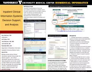 Inpatient Clinical Information Systems, Decision Support, and Analysis