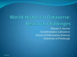 World-Historical Dataverse : Research Challenges