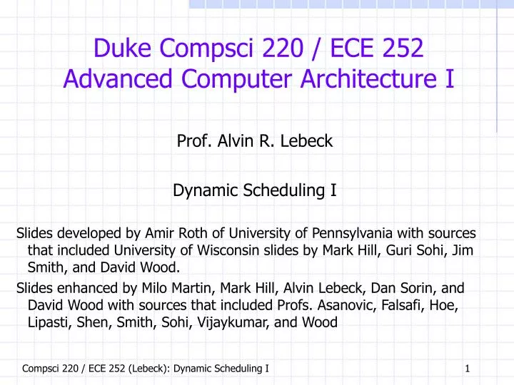 duke compsci 220 ece 252 advanced computer architecture i