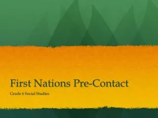 First Nations Pre-Contact