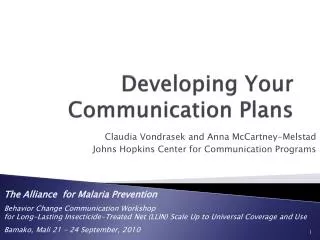 Developing Your Communication Plans