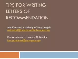 Tips for Writing Letters of Recommendation