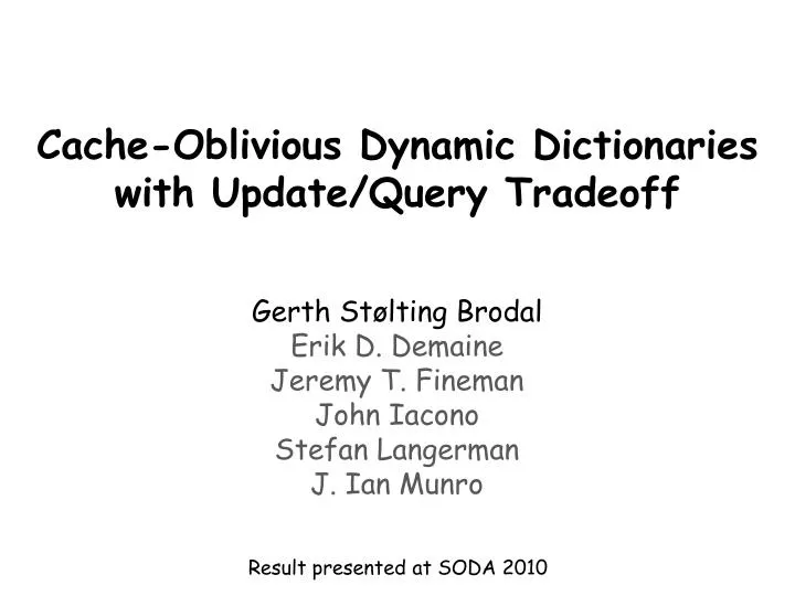 cache oblivious dynamic dictionaries with update query tradeoff