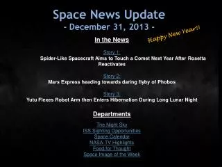 Space News Update - December 31, 2013 -