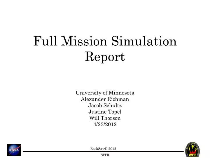 full mission simulation report