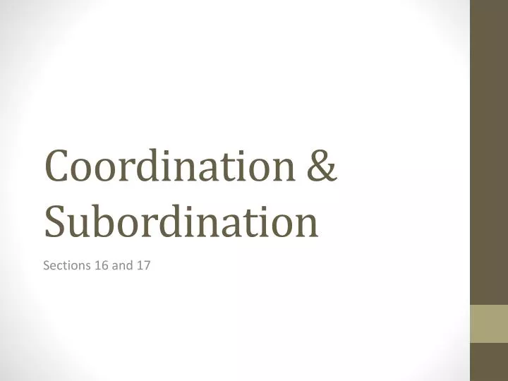 coordination subordination