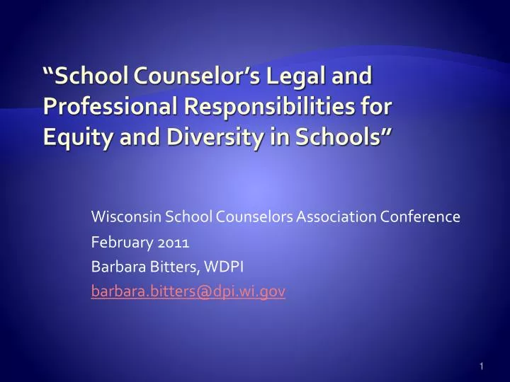 school counselor s legal and professional responsibilities for equity and diversity in schools