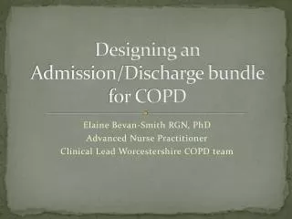 Designing an Admission/Discharge bundle for COPD