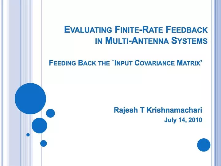 evaluating finite rate feedback in multi antenna systems