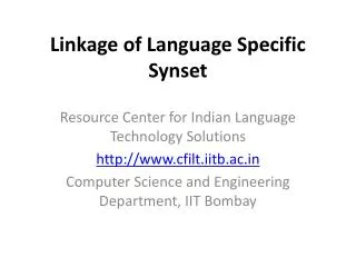 Linkage of Language Specific Synset