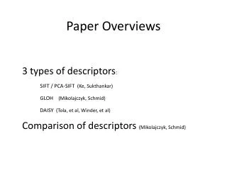 Paper Overviews