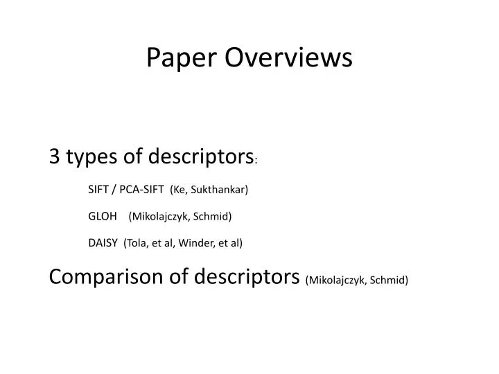 paper overviews